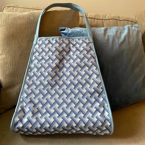Urban Expressions - Plaid Canvas & Leather Tote (Blue)